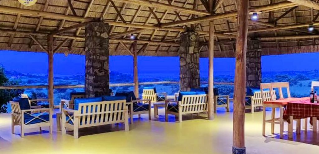 An evening view of the restuarant section at Zebra Safari Lodge, Kidepo Valley National Park